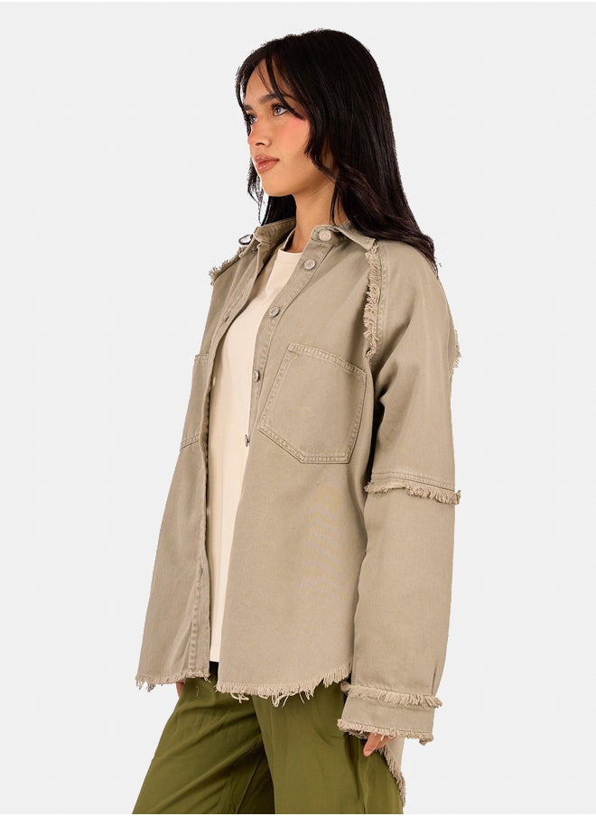 Clue Fringed Cotton Shirt  - Image 2
