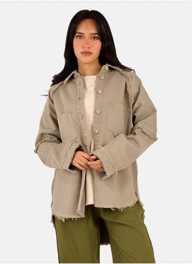 Clue Fringed Cotton Shirt  - Image 5
