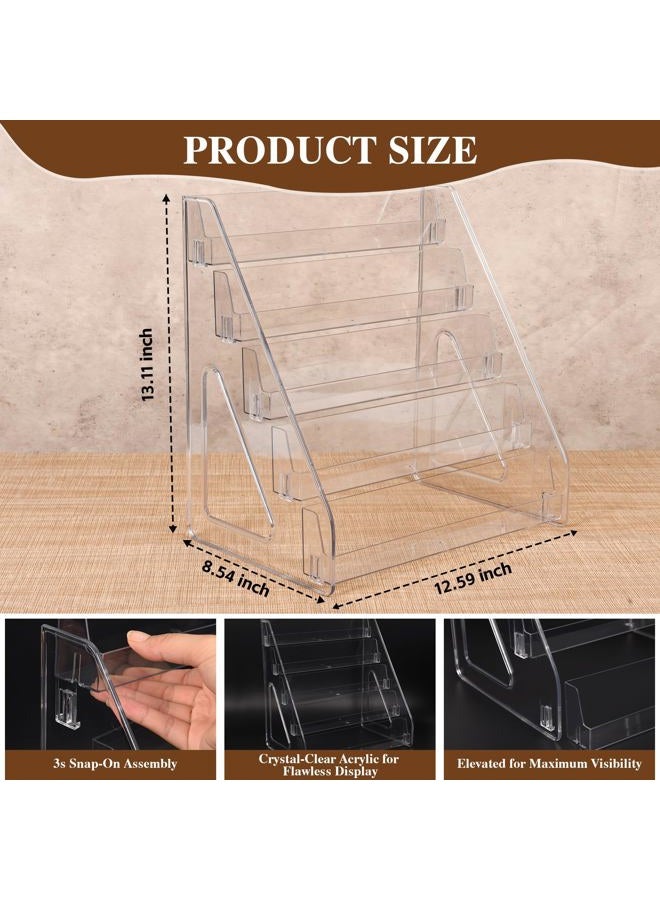CELSOL Elevated 5 Tier Clear Acrylic Card Display Stand for Trading Cards, Sports Cards, Greeting Cards, Stickers – Slanted Holder for PSA Slabs, Vendors, Collectors & Retail (5 Tier 1 Pack) - Image 2
