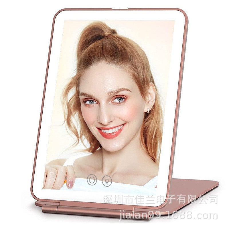 LED folding makeup mirror with light rechargeable flip flat mirror portable folding mirror fill light makeup mirror - Image 1