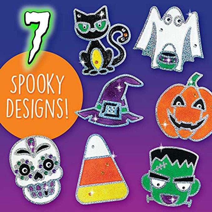 Creativity for Kids Halloween Window Art Kit | Create 7 Spooky Suncatchers with Paint, Rhinestones & Wiggly Eyes | DIY Craft Kit for Kids | Fun for Parties, Gifts & Seasonal Dcor (Ages 6+) - Image 5