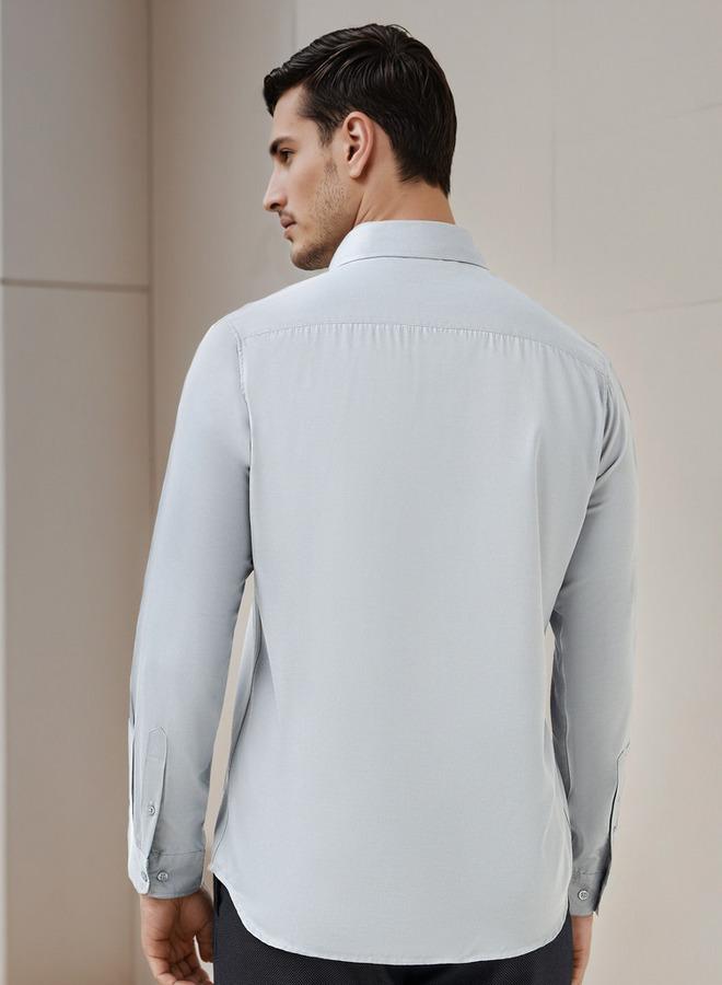 سبلاش فيڤ قميص رجالي بأزرار وياقة كلاسيكية وأكمام طويلة سادة - Image 3