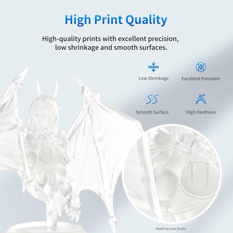 3idea ANYCUBIC Standard 3D Printer Resin, 405nm SLA UV-Curing Resin with High Precision and Quick Curing & Excellent Fluidity for LCD 3D Printing (Clear, 1kg) - Image 2