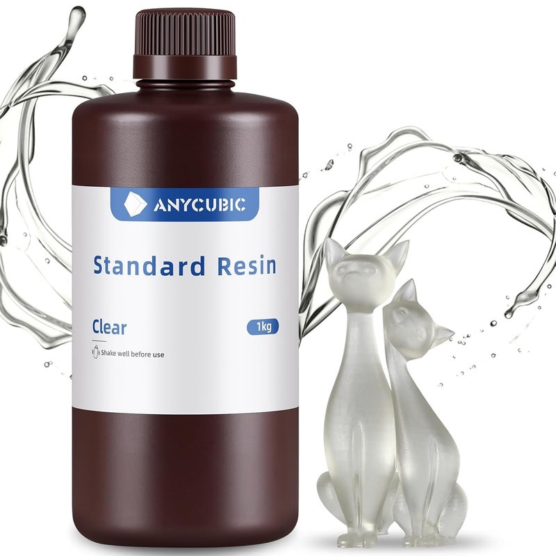 3idea ANYCUBIC Standard 3D Printer Resin, 405nm SLA UV-Curing Resin with High Precision and Quick Curing & Excellent Fluidity for LCD 3D Printing (Clear, 1kg) - Image 1