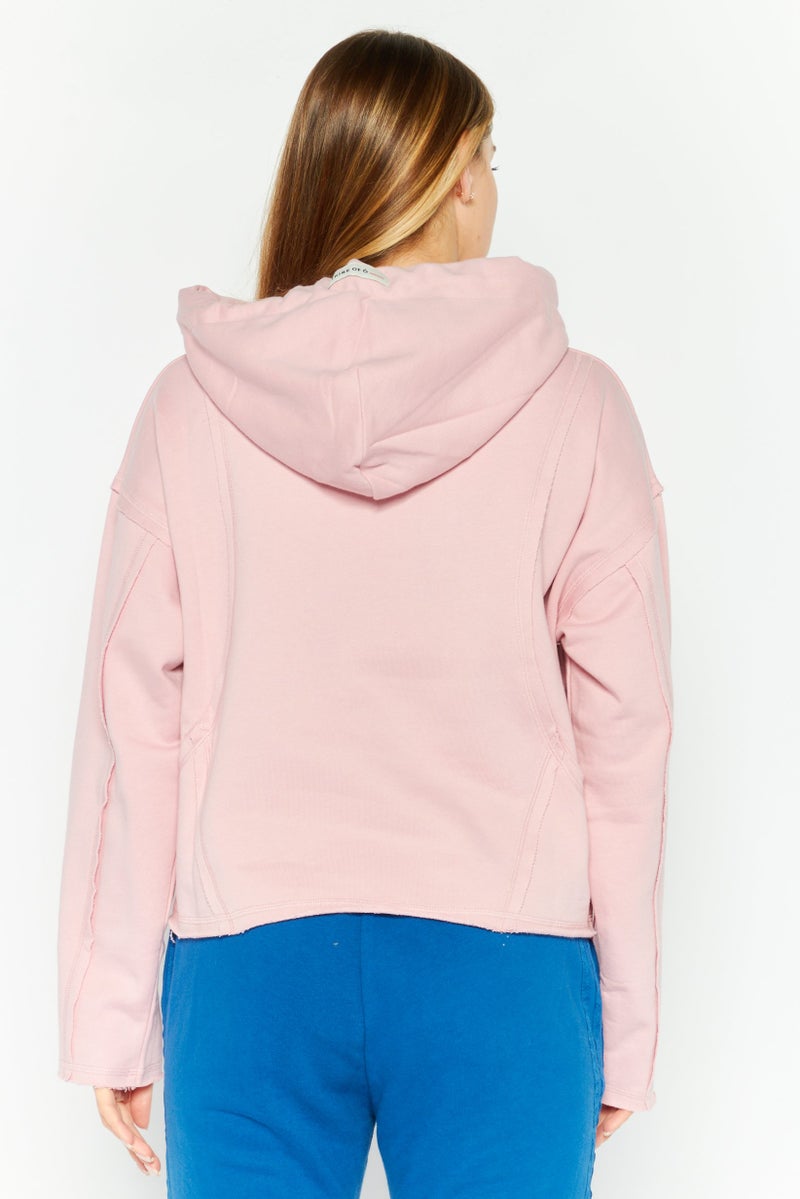 TRIBE OF 6 Women Hooded Embroidered Logo Long Sleeve Sweatshirt, Pink - Image 2