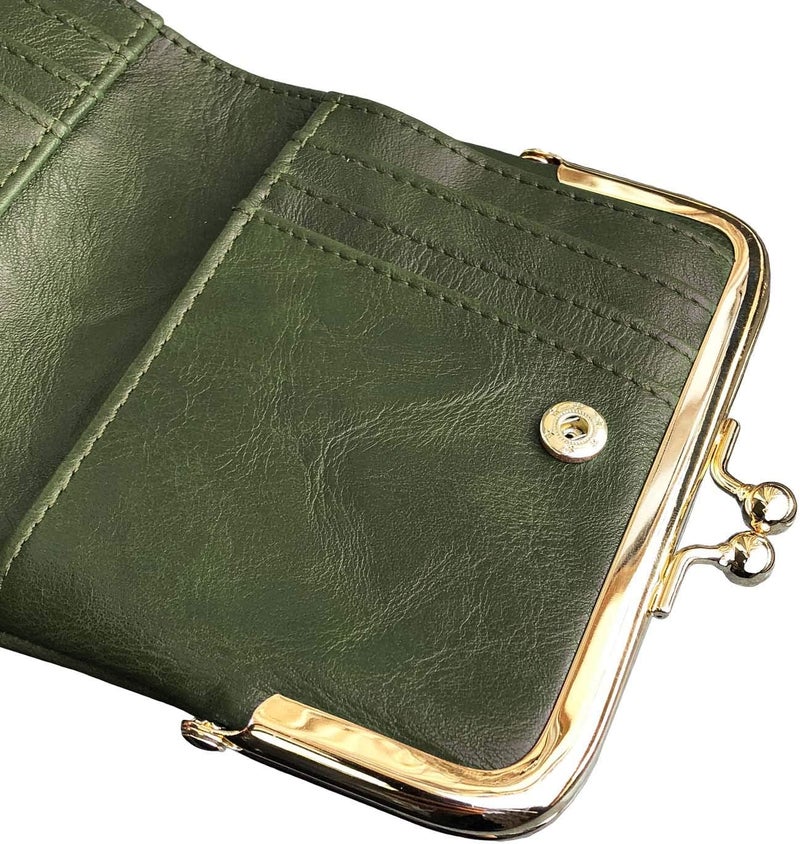 AOXONEL Womens Wallet Small Rfid Ladies Compact Bifold Leather Vintage Coin Purse With Zipper and Kiss Lock - Image 5
