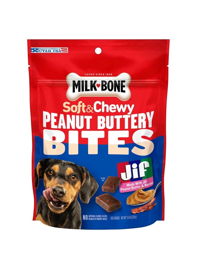Milk-Bone Peanut Buttery Bites Soft Dog Treats with Real Peanut Butter & Bacon, 11.8 Ounce Bag - Image 1