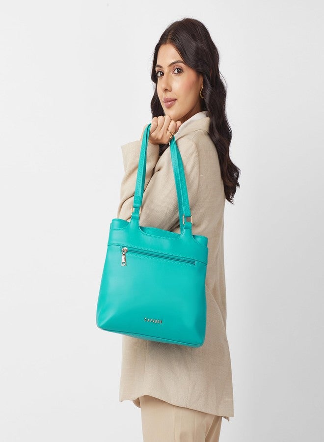 Caprese Jessica Medium Solid Tote Bag for Women|Stylish, Durable, Multi-Compartment Design for Work, Travel, Shopping |Comfortable Straps Shoulder Bag, Ideal for Laptop & Essentials (Blue) - Image 2