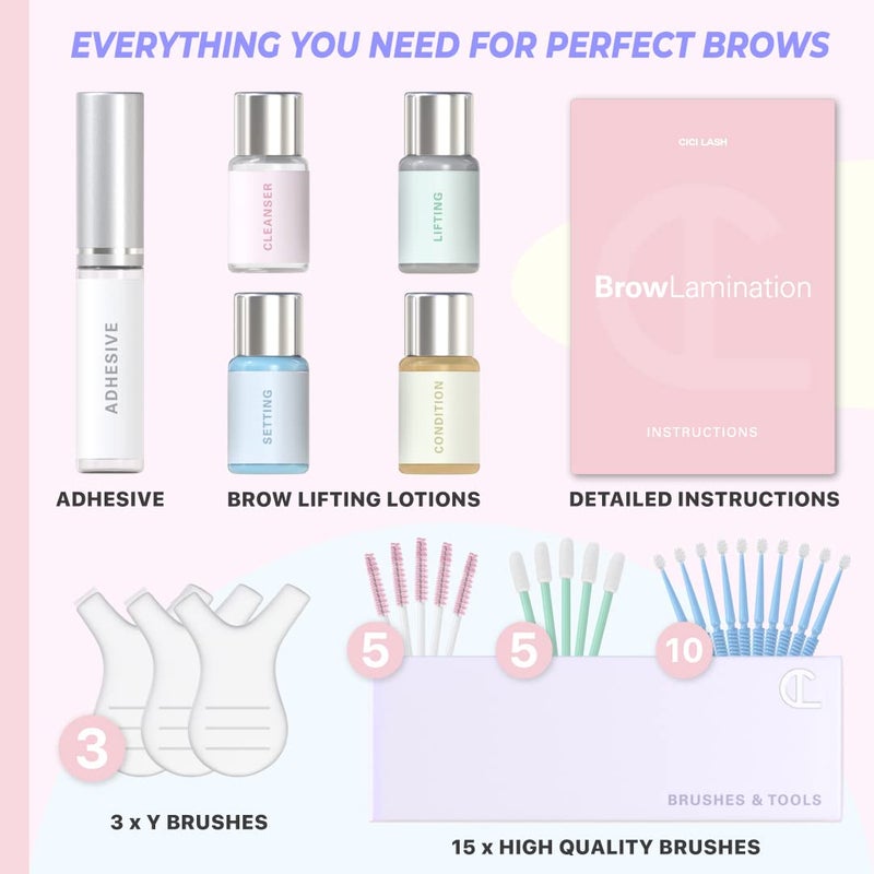 CICI Lash Brow Lamination Kit by CICI | Professional Instant DIY Eyebrow Lamination Lift Kit with Keratin Conditioning for Fuller, Thicker, Beautiful Brows | Easy to Use & Long Lasting Results - Image 4