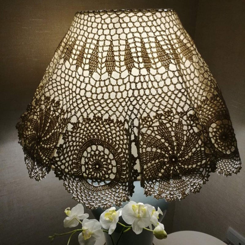 Hetao 100% Cotton Handmade Crochet Round Tablecloth Doilies Lace Table Covers Beige  35 Inch - Image 5
