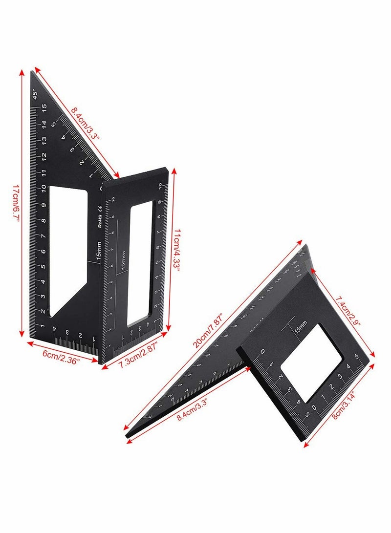 Excefore Multifunctional T-Shaped Woodworking Ruler, Saddle Layout Square Ruler For Woodworking, 45/45 Degree-90/45 Degree Square Layout Miter Measuring Ruler, Aluminum Alloy Formwork Tool (Black)  - Image 2