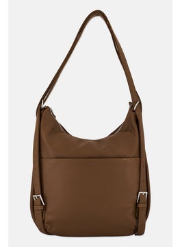 French Connection Women Brand Logo Convertible Shoulder 30 H x 31 L x 7 W cm, Brown  - Image 2