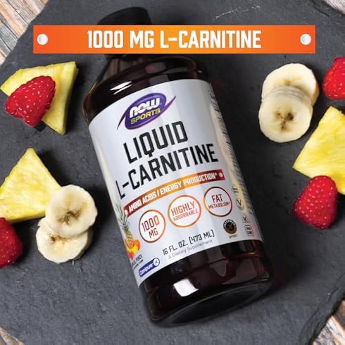 NOW سبورتس للتغذية، سائل L-Carnitine 1,000 ملغ، قابل للامتصاص بشكل عالي، نكهة البونش الاستوائي، 16 أونصة - Image 3