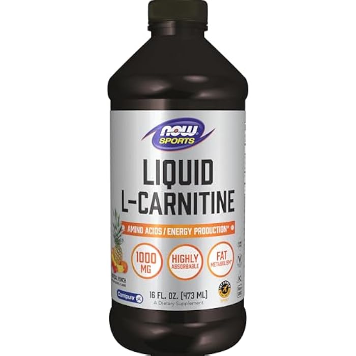 NOW سبورتس للتغذية، سائل L-Carnitine 1,000 ملغ، قابل للامتصاص بشكل عالي، نكهة البونش الاستوائي، 16 أونصة - Image 1