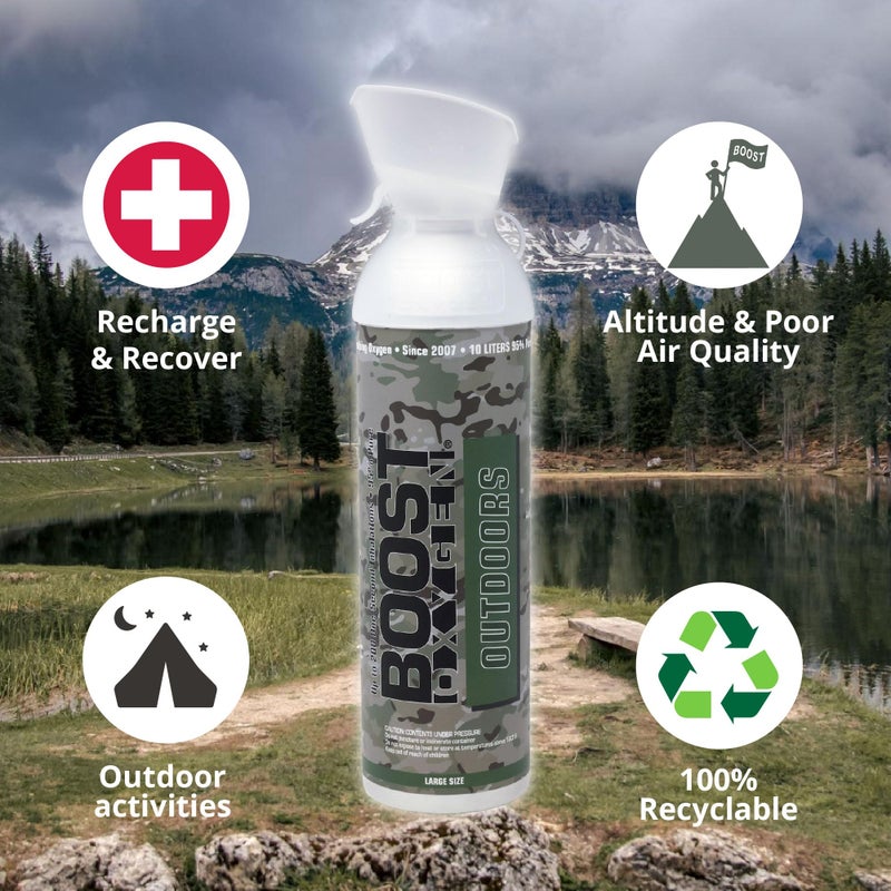 Boost Oxygen Large Outdoors Natural Aroma 10 Liter Canister | Respiratory Support for Aerobic Recovery  Altitude  Performance and Health (12 Pack) - Image 3