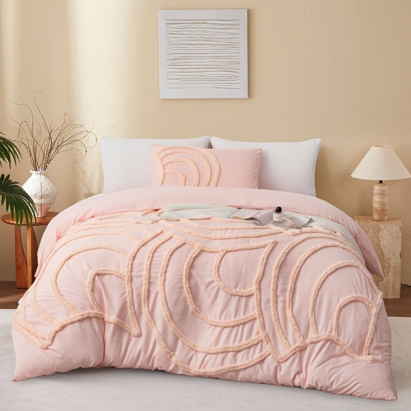 2pcs/3pcs Tufted Nordic Bohemian Style Bedding, Modern Minimalist Soft and Comfortable Bedding, Duvet Cover Set with Zipper (Includes 1 Duvet Cover and 1 Pillowcase/2 Pillowcases). Available in Multiple Colors and Sizes, a Suitable Gift for Family - Image 1