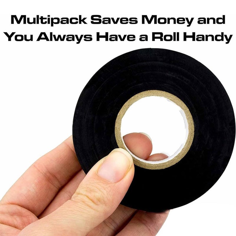 Wapodeai 10 Rolls Black Electrical Tape Waterproof, 1.7mm x 20m Industrial Grade UL/CSA Listed High Temp Electrical Tape Electric Super Vinyl - Image 3