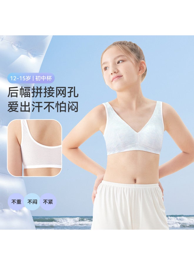 Long time companion 12-15 Years Girls' Full Mesh Deep V Back Second-stage Sports Bra - Image 3