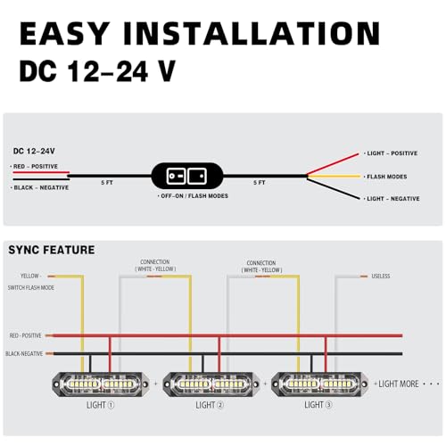 PKINGLAKE Emergency Strobe Flashing Lights Controller/DC 12-24V - Image 3