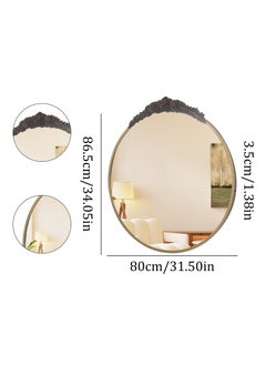 WISFOR Baroque Mirror Antique Wall Mirror 80 x 86.5cm Vintage Baroque Glam Round Mirror with Brass Metal Edge Frame Wall Mounted Mirror Decoration for Entryway Fireplace Living Room Hallway  - Image 2