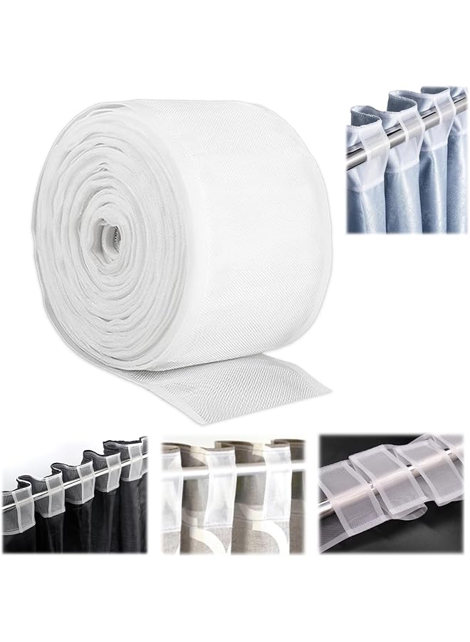 erorex Translucent Pleat Curtain Header Tape 10Cm X 10Cm Multi Functional Pleating Tape Detachable Curtain Header Tape For Wave Curtains Window Detachable For Hooks Used To Make Home Decor Items - Image 1