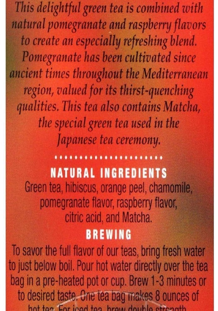 Stash Tea Green Pomegranate Raspberry Matcha - Image 3