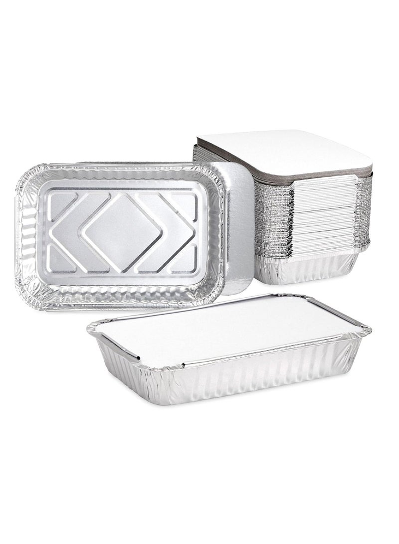 50 Pcs Disposable Aluminum Foil Pans With Lids Size 18*14*3 cm - Image 3