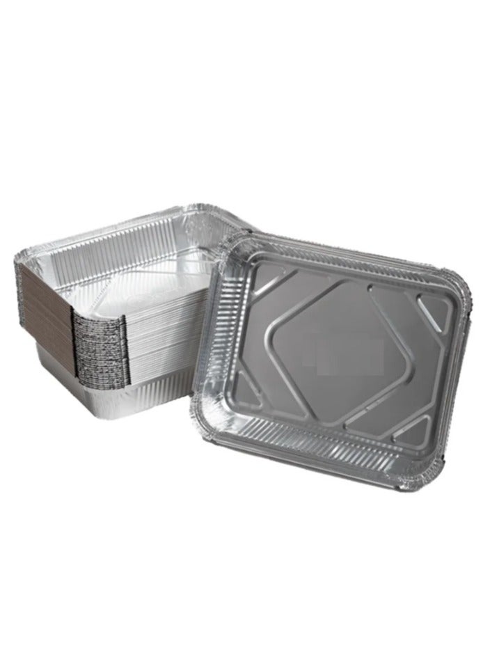 50 Pcs Disposable Aluminum Foil Pans With Lids Size 18*14*3 cm - Image 1