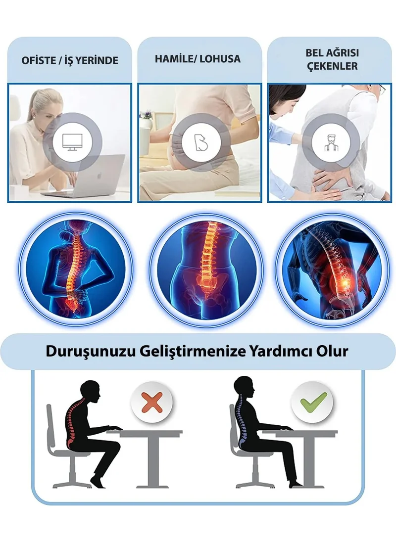 Akselife Visco Orthopedic Waist Back Cushion Chair Office Waist Cushion Lumbar Support Pillow