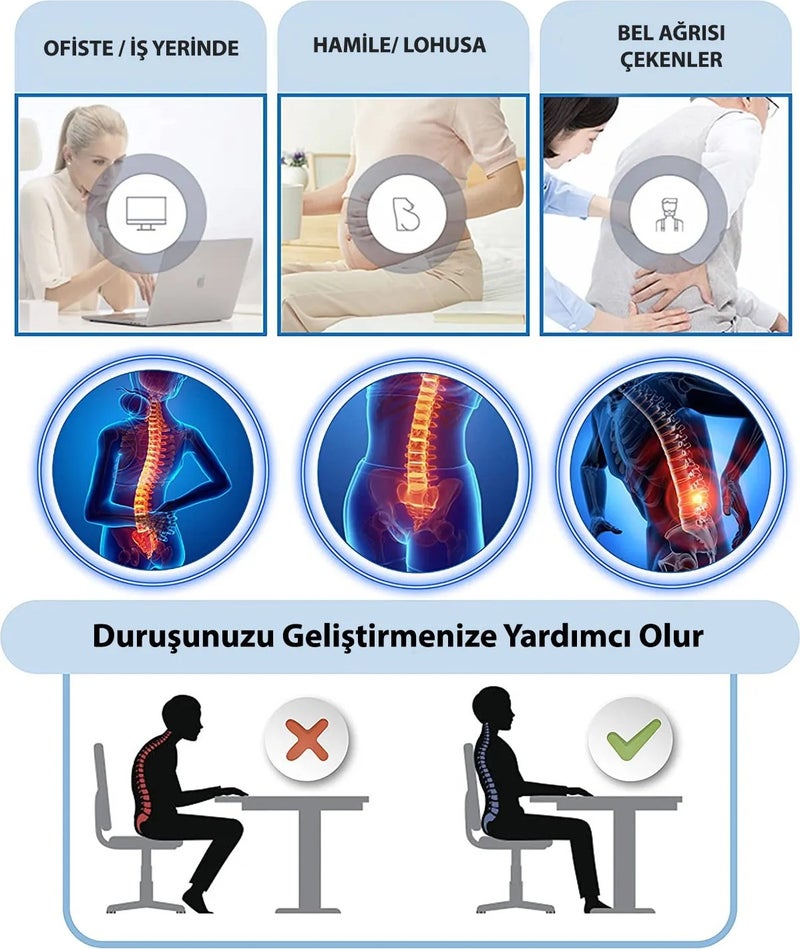 Akselife Visco Orthopedic Waist Back Cushion Chair Office Waist Cushion Lumbar Support Pillow  - Image 3