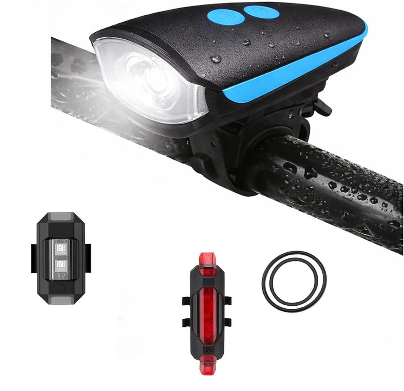 Kaashnic Rechargeable Premium Cycle Front, Rear & Helmet Light and with Horn Waterproof Cycle Light Multicolor - Image 5