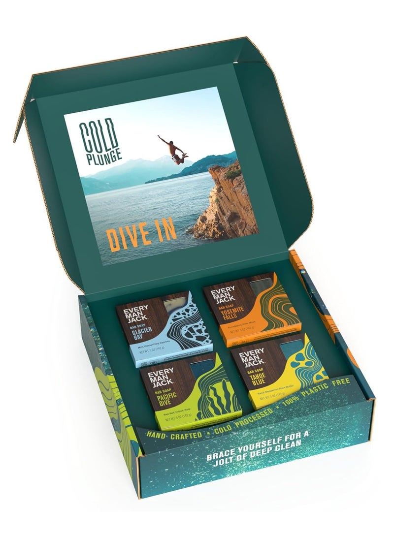 Every Man Jack Every Man Jack Cold Plunge Mens Bar Soap Set - Deeply Cleans, Hydrates with Naturally Derived Ingredients - Iconic Cold Water Scents - Pacific Dive, Glacier Bay, Tahoe Blue, Yosemite Falls, 4 Bar Set  - Image 3