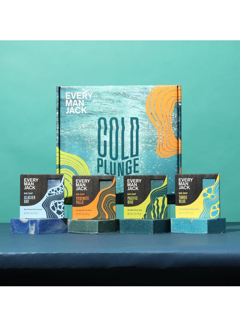 Every Man Jack Every Man Jack Cold Plunge Mens Bar Soap Set - Deeply Cleans, Hydrates with Naturally Derived Ingredients - Iconic Cold Water Scents - Pacific Dive, Glacier Bay, Tahoe Blue, Yosemite Falls, 4 Bar Set  - Image 2