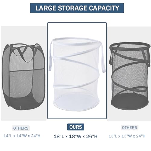 Seiritex Mesh Popup Laundry Hamper 115L Collapsible Laundry Basket Extra Large Capacity Foldable Clothing Storage Basket with Handles No Lid 26 H x 18 W x 18 L (White) - Image 4