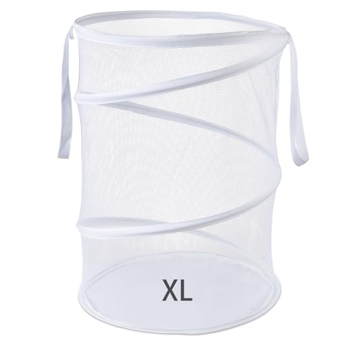 Seiritex Mesh Popup Laundry Hamper 115L Collapsible Laundry Basket Extra Large Capacity Foldable Clothing Storage Basket with Handles No Lid 26 H x 18 W x 18 L (White) - Image 1