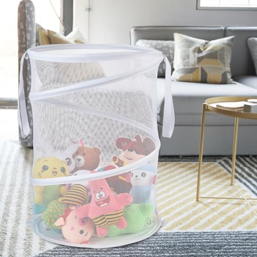Seiritex Mesh Popup Laundry Hamper 115L Collapsible Laundry Basket Extra Large Capacity Foldable Clothing Storage Basket with Handles No Lid 26 H x 18 W x 18 L (White) - Image 5