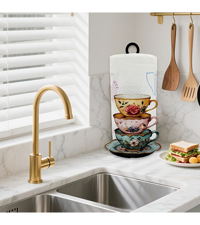 Acrylic Kitchen Paper Holder Retro Tea Cup Tissue Stand For Living Room - Image 4