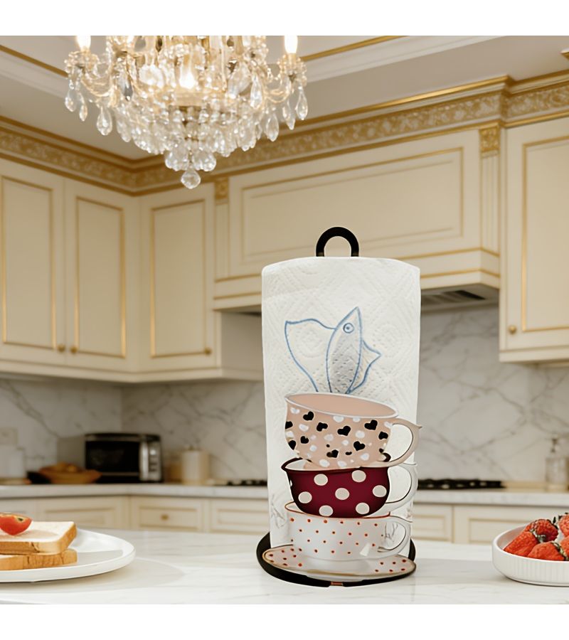 Acrylic Kitchen Paper Holder Retro Tea Cup Tissue Stand For Living Room - Image 2