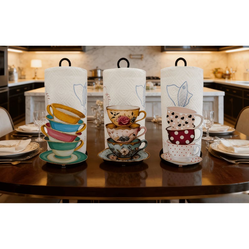 Acrylic Kitchen Paper Holder Retro Tea Cup Tissue Stand For Living Room - Image 1