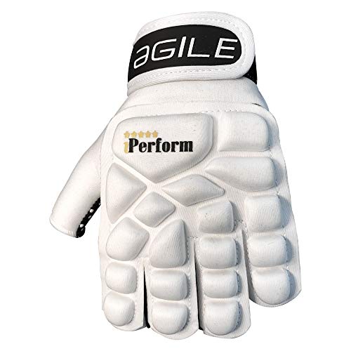 IPERFORM Men's Field Hockey Gloves Agile White Style Half Finger Left Handed (Medium, Agile - Half Finger) - Image 2