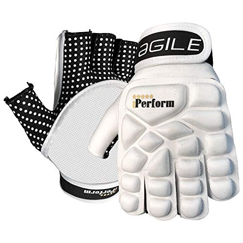 IPERFORM Men's Field Hockey Gloves Agile White Style Half Finger Left Handed (Medium, Agile - Half Finger) - Image 1