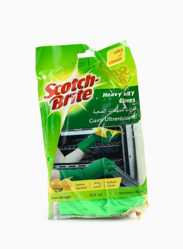 Scotch Brite Heavy duty gloves with lemon scent, Large size - Image 1