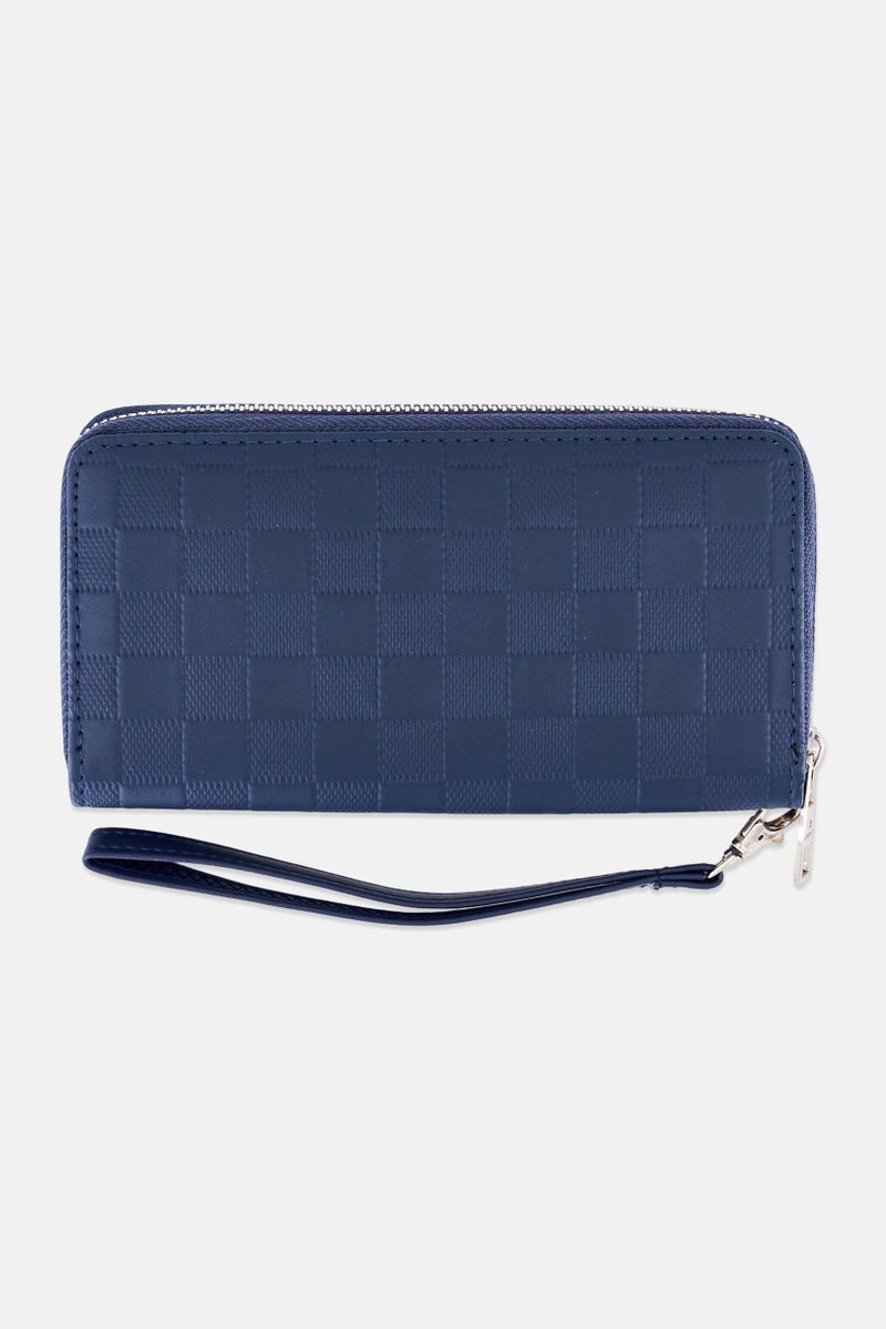 London Fog Women Dakota Brand Logo Single Zip Around Wallet, Navy - Image 2