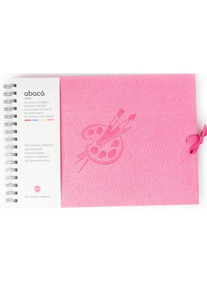 COMMA Abaca - Wire-O Bound Sketchbook with Ribbon Closure - A4 Size (Medium) - 50 Sheets - 160gsm Anti-Ageing, Acid Free, Archival Fine Grain Paper - Micro-Perforations for Easy Tear Off - (Pink) - Image 2