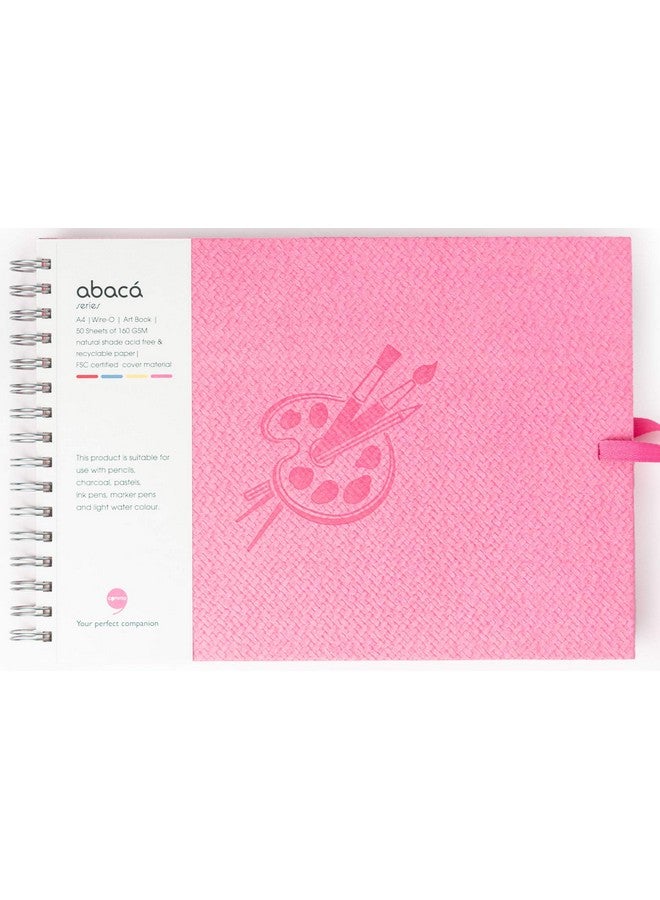 COMMA Abaca - Wire-O Bound Sketchbook with Ribbon Closure - A4 Size (Medium) - 50 Sheets - 160gsm Anti-Ageing, Acid Free, Archival Fine Grain Paper - Micro-Perforations for Easy Tear Off - (Pink) - Image 1