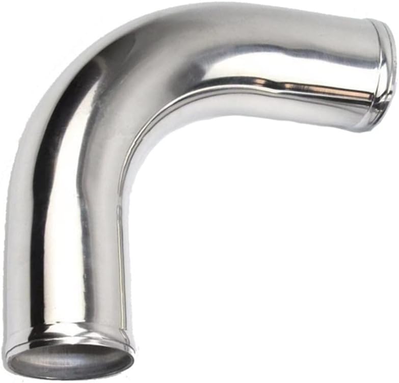AotoKoop 4" (102mm) OD 90 Degree Aluminum Elbow Pipe with Beaded Ends, Polished 11.81" (300mm) Long - Image 1