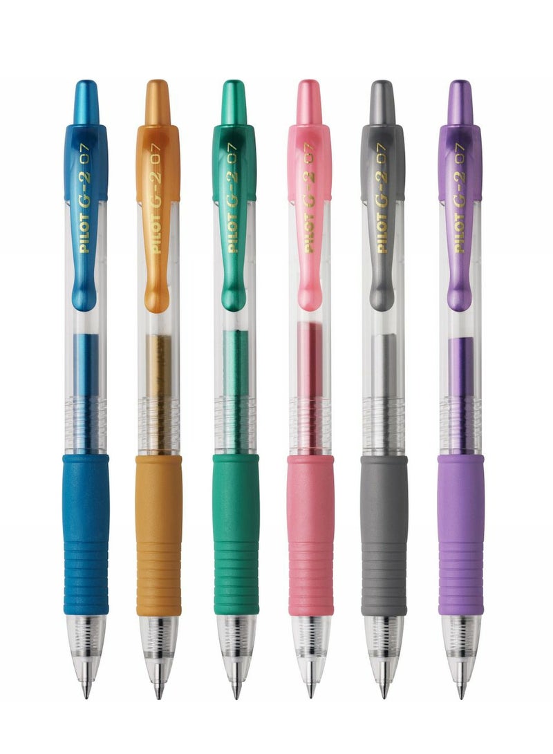 PILOT قلم حبر جل 6 قطع بقطر 0.7 مم بألوان معدنية - Image 1