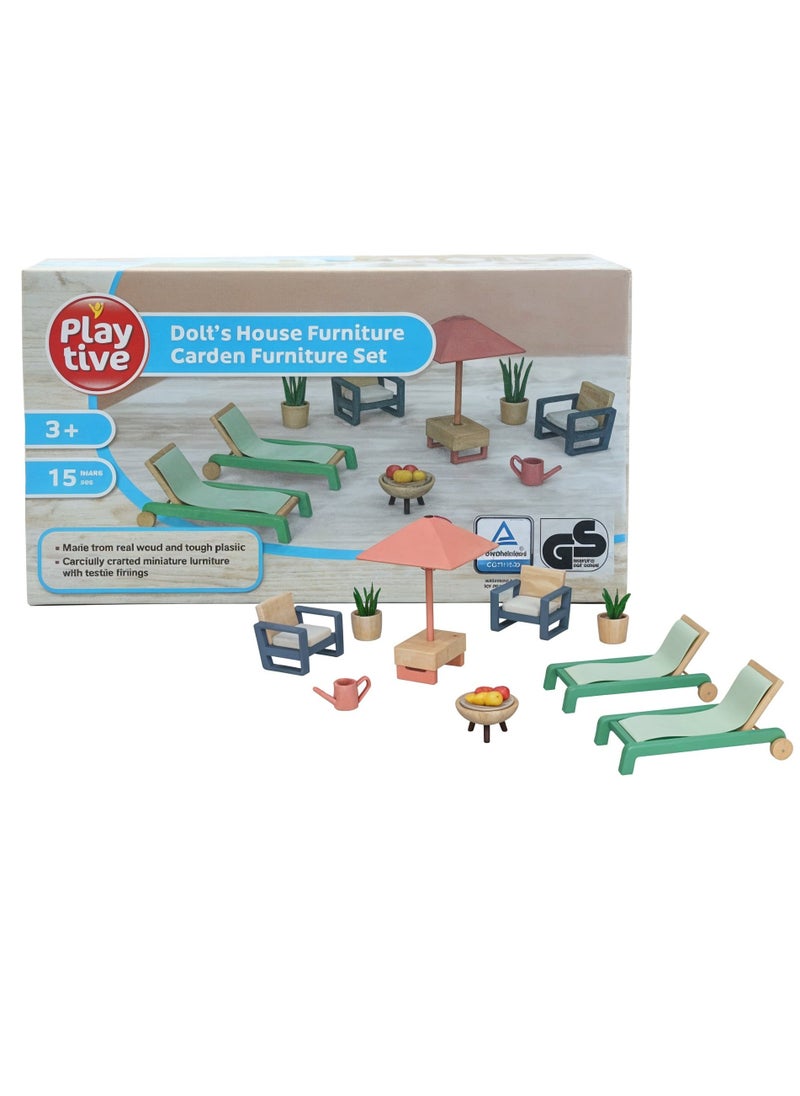 Playtive Playtive Doll’s House Living Room Furniture Set , 15 Piece Miniature Wooden & Plastic Dollhouse Accessories with Sofa, Armchair, TV, Tables & Decor , Realistic Pretend Play for Kids Ages 3+  TÜV Rheinland Certified  - Image 5