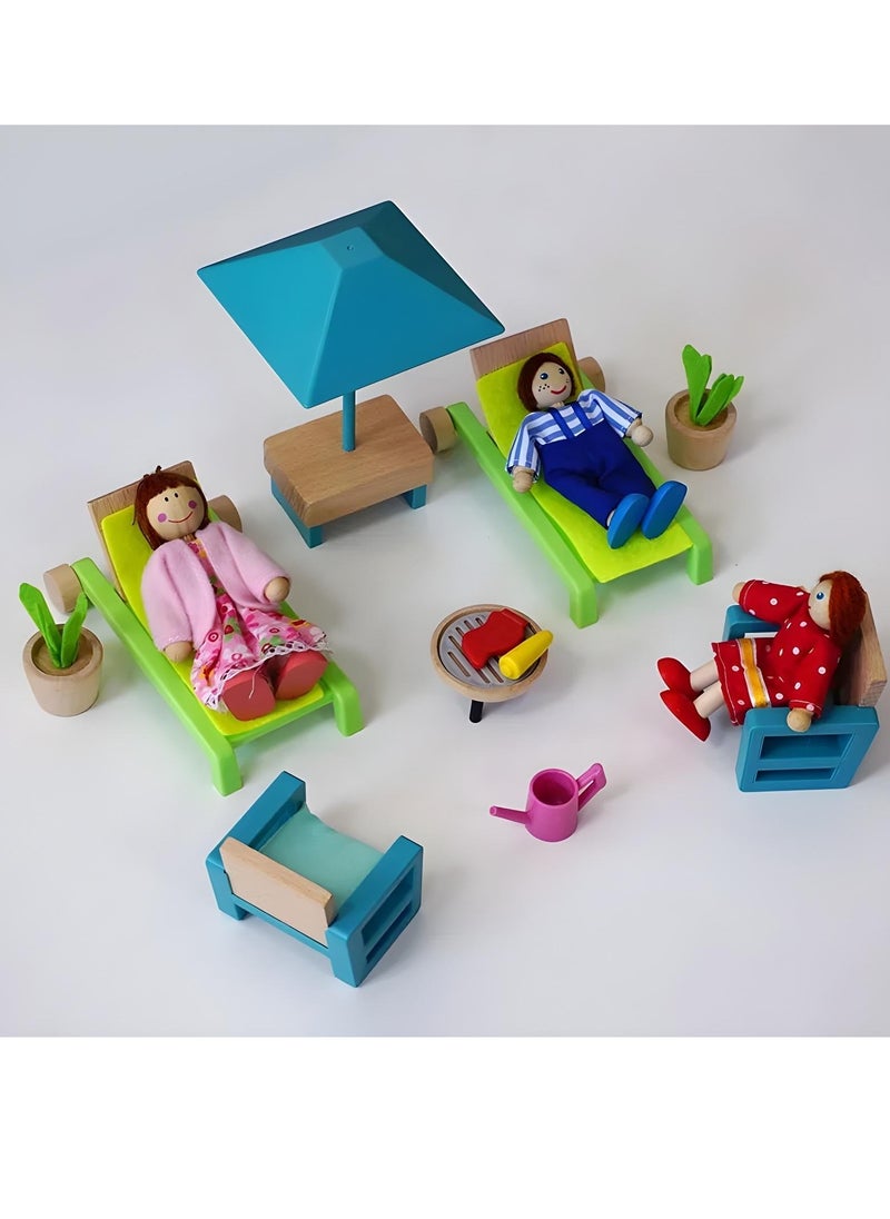 Playtive Playtive Doll’s House Living Room Furniture Set , 15 Piece Miniature Wooden & Plastic Dollhouse Accessories with Sofa, Armchair, TV, Tables & Decor , Realistic Pretend Play for Kids Ages 3+  TÜV Rheinland Certified  - Image 2