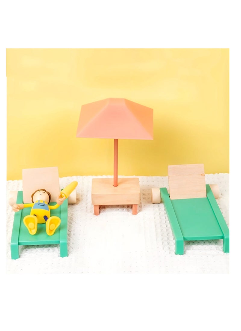 Playtive Playtive Doll’s House Living Room Furniture Set , 15 Piece Miniature Wooden & Plastic Dollhouse Accessories with Sofa, Armchair, TV, Tables & Decor , Realistic Pretend Play for Kids Ages 3+  TÜV Rheinland Certified  - Image 3